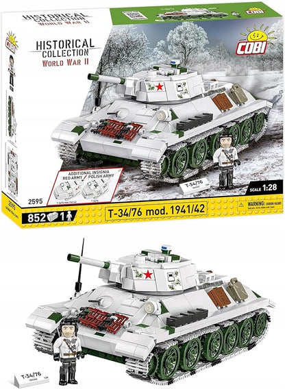 COBI Historical Collection WWII T-34/76 mod 1941/42 2-in-1 (PL/SOV) Tank Building Set 852 Pieces