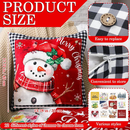 Hahafelt Set of 13 Seasonal Holiday Throw Pillow Covers 18x18 in with 12 Interchangeable Panels Spring Summer 4th of July 250th Anniversary Decorative Square Pillowcase for Farmhouse Sofa Home Decor