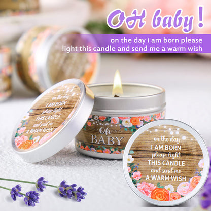 MTLEE 24 Pcs Wood Grain Baby Shower Party Favors Candles Lavender Scented Baby Shower Favors for Guests Rustic Tealights Candles Gender Reveal Return Gifts(1.2 Oz, Khaki)