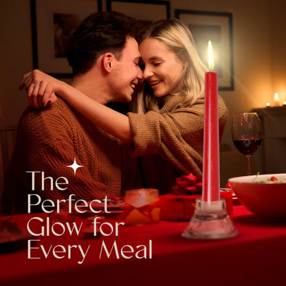 Leor & Lair Red Taper Candles - 4 Pack 10" Christmas Candlesticks - Unscented Long Burning Red Candles for Valentine’s Day, Christmas, Dinner Table, Weddings, Restaurants & Business Events