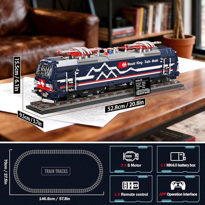 Mould King 12045 Train Model Kit 3072+ Pieces Vectron MS Electric Locomotive Building Set with Track APP/Remote Control City Train Construction Building Toys Collectible Gift for Adults and Teens