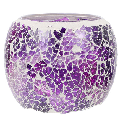 Alasum European Mosaic Glass Candlestick Holder, Purple Romantic Candlelight Dining Table Candle Holder for Home and Restaurant Decor