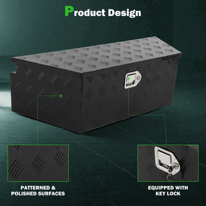 SCITOO 39 Inch Aluminum Diamond Plate Truck Bed Tool Box,Heavy Duty Crossover Storage for Most Full Size Pickups,Lockable Weatherproof Chest,Fits 39" Truck Beds,Easy Access to Load and Unload
