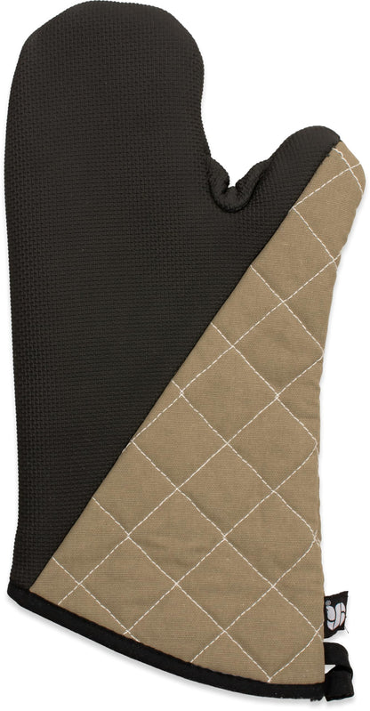 Carlisle FoodService Products 810CM15 San Jamar Textured Neoprene Bestgrip Conventional Temperature Protection Oven Mitt with Magnet and WebGuard, 15" Length, Tan/Brown