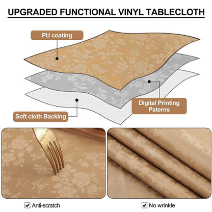 Smiry Rectangle Table Cloth, Waterproof Heavy Duty Vinyl Tablecloths, Wipeable Washable Table Cover for Kitchen and Dining Room (Brown, 52" X 70")