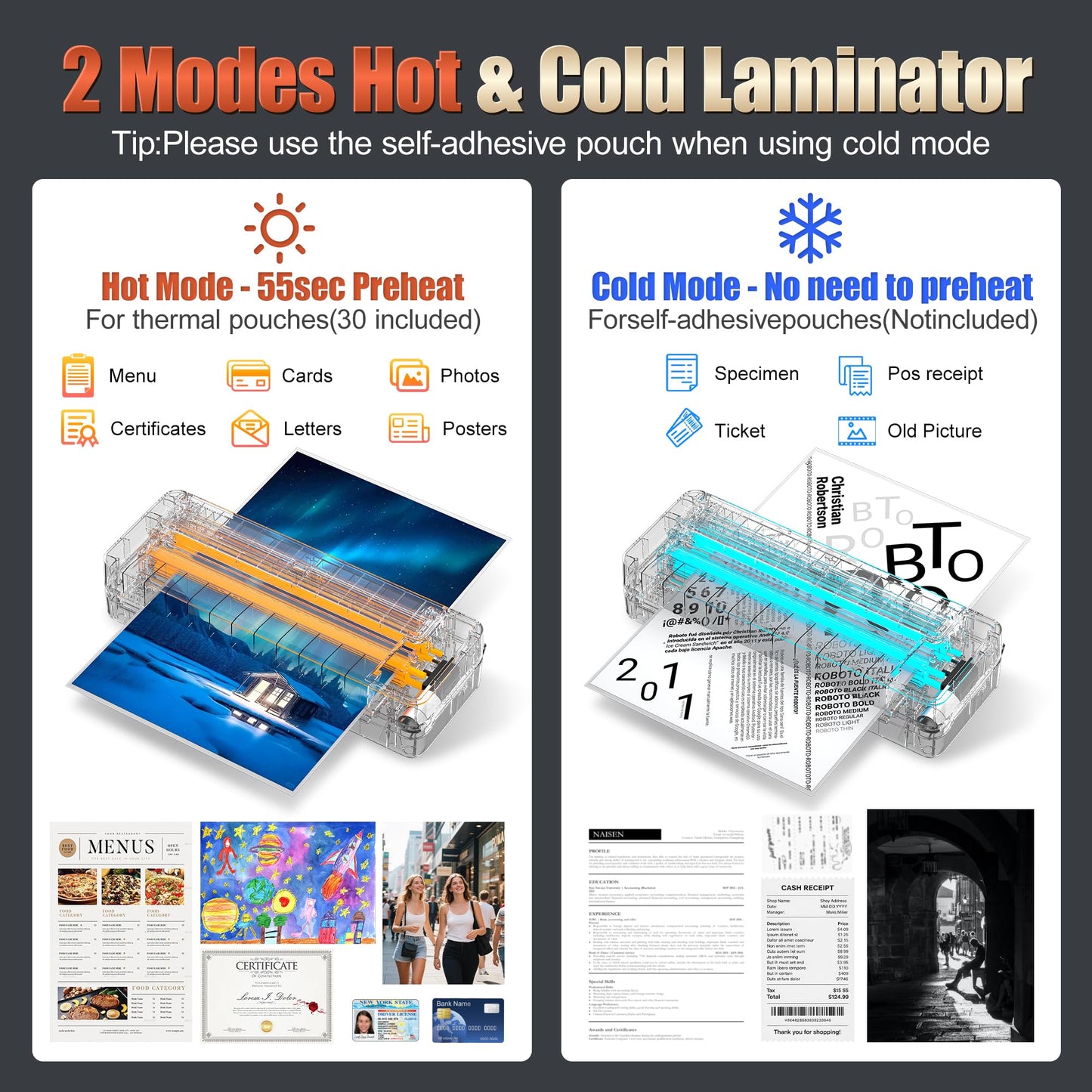 Commercial Laminator Machine 13 Inch 4-Roller, 55s Fast Warm-Up Never-Jam Lamination Machine, 3-10 Mil Thickness, Supports 11x17 & A3 Document Laminating, Includes 30 Laminating Sheets Black