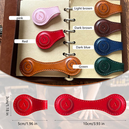 Leather Magnetic Bookmarks, 3D Embossed Alphabet Initial Letter Bookmark, Cute Page Markers for Books, Journals, Planners, Bible, Small Reading Gifts for Women Men, Teachers, Students (Dark Brown W)