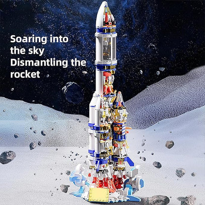 Mechanical Space Rocket Building Set - 1099Pcs DIY Model Rocket Building Blocks Set Space Shuttle Collectible Display Model Set with Launch Stand home Office Decor Birthday Gifts for Adults Boys