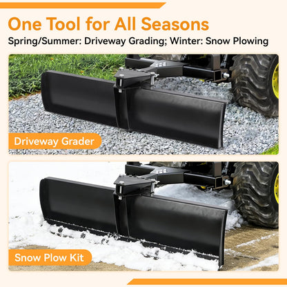 FULUPET 42" Scrape Blade Implement with 5 Adjustable Angles, 3-Point Tow Behind Grading Blade Attachment for ATV UTV Lawn Garden Tractors, 2 Inch Receiver, Driveway Grader, Ground Leveler, Snow Plow