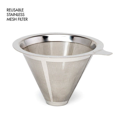 Primula Seneca Pour Over Coffee Maker Removable Ultra Fine Micro Mesh Stainless Steel Filter, 4.8 x 4.8 x 4.8 inches, Black