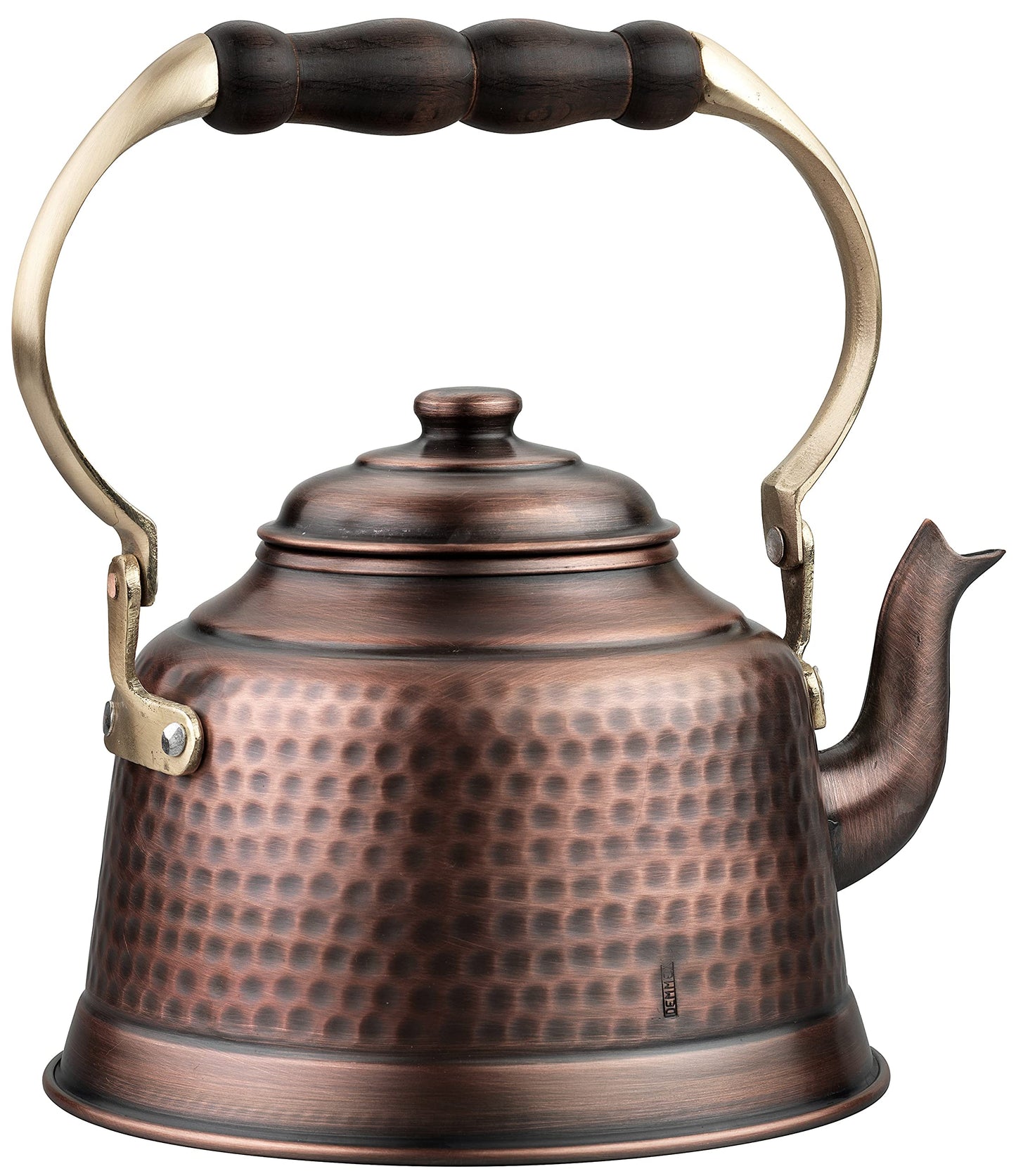 DEMMEX 100% Handcrafted Heavy Gauge 1mm Thick Hammered Antique Solid Copper Tea Kettle Pot Stovetop Teapot, 2.5lb, 2 Quarts