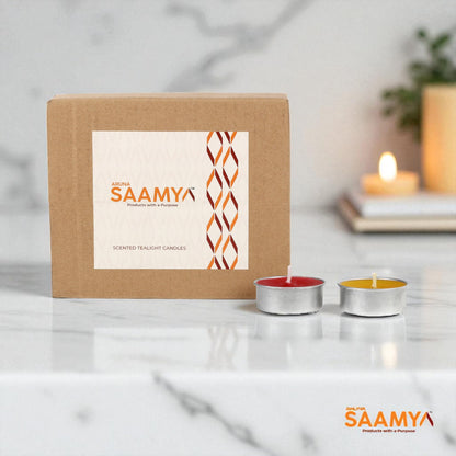 ArunaSAAMYA Handcrafted Scented Tealight Candle I Combo Pack I Rosy Radiance + Vanilla Serenade I Set of 40 (37 cm X 15 cm Each) I 12 GMS Each I Upto 3.5 Hours Burn Time Each