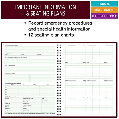 Class Record Book for 9-10 Weeks. 35 Names. Larger Grade Recording Squares. (R1035)