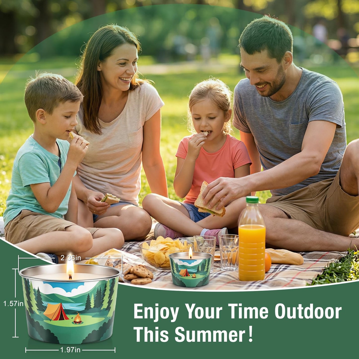 Citronella Candle for Outdoor 6 Pack, 2.2oz Citronella Scented Candles for Outdoor Camping, Natural Soy Wax with Essential Oils, Portable Tin for Patio Backyard Hiking
