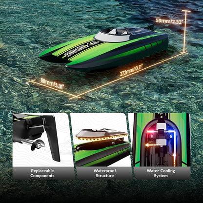 RC Boat - Mini Remote Control Boats for Adult2.4GHz Racing Boat for Water Pool&ampLakesSummer Water Toy (Green)