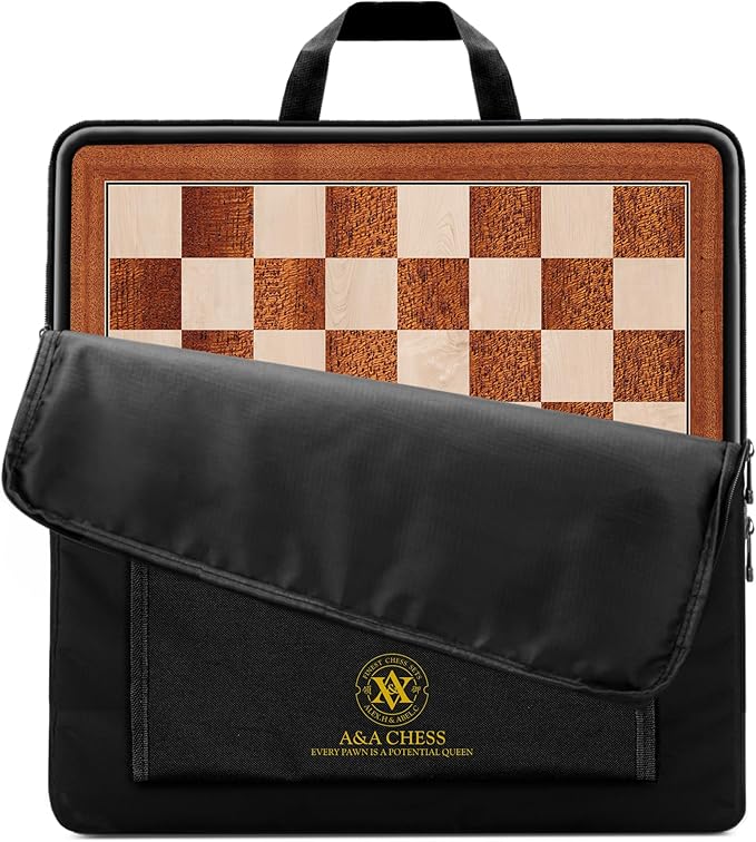 A&ampA 17.25 Professional Wooden Chess Board with Storage Bag/Mahogany &amp Maple Inlaid / 1.75 Squares w/o Notation