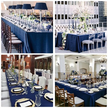 JALANCY 4 Pack Navy Blue Rectangle Polyester Tablecloth 60x102 Inch Washable Polyester Table Cover for Wedding Dining Table Buffet Parties Banquet Decor