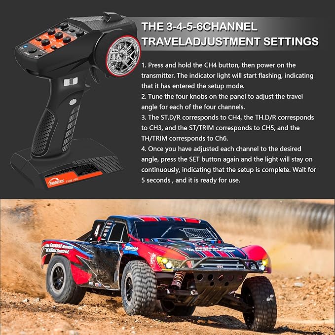 Hobby Fans RC Radio System 7CH 2.4G RC Transmitter with Receiver Anti-Jamming Remote Controller for RC Car Crawler Boat Knob