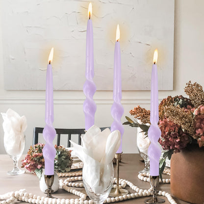 Long Tapered Candle Spiral Candlesticks 10 INCH Purple Twisted Candles Spiral Taper Candles Unique Candle Sticks for Home Dinner Wedding Party Decoration