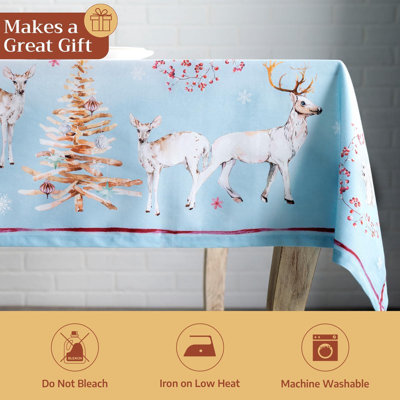Maison d' Hermine Table Cloth Square Table 100% Cotton 54 x 54 Inches Fall Tablecloth Reusable Everyday Use for Thanksgiving Christmas Decorations Dining Farmhouse Party (Fairy Tale Forest)