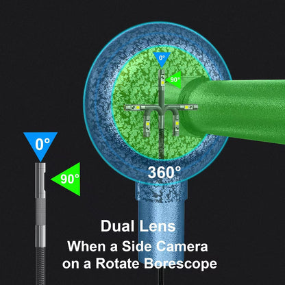 DXZtoz Dual-Lens Articulating Borescope with Light, 5-inch Engine Endoscope Inspection Camera with Articulated Snake Camera, 1080P Videoscope for Automotive Home Mechanics-5FT