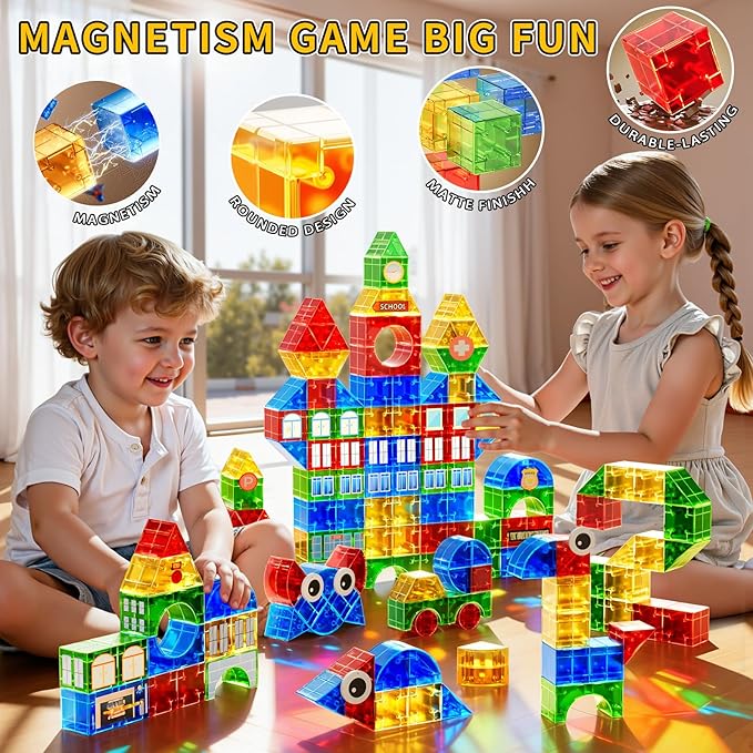 Magnet Toy for Toddlers 3-5 115 Pieces Magnet Building Toys for Kids 4-8 Preschool Educational Christmas Birthday Gifts Toys for Kids Ages 3-5 Year Old Boys and Girls