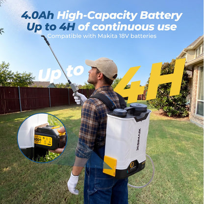 JESIMAIK Battery Powered Backpack Sprayer 4.8 Gallon, 4.0Ah Battery Electric Backpack Sprayer with Agitator, Telescopic Wand & 5 Nozzles, 120 PSI Adjustable Pressure for Weed Lawn Garden Pest Control