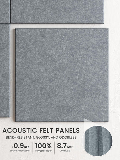 Bumusty Large Cork Board 48" x 36" Alternative - 12 Pack Felt Wall Tiles with 70 Safe Removable Adhesive Tabs, 30 Pushpins, Cork Boards for Walls Pin Board Bulletin Board Office Decor (Blue Gray)