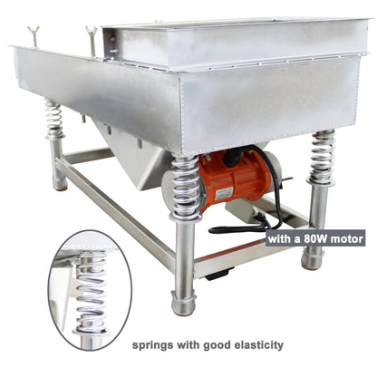 TECHTONGDA Straight Vibrating Sieve Screen Shaker Electric Linear Sifter Machine Stainless Steel One Layer One Motor 11.8 * 29.5inch Screen Size with 3 * 20mm Long Strip Hole Mesh 110V
