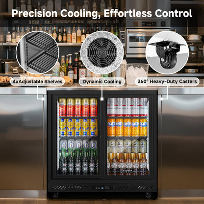 BODEGA BODEGACOOLER Back Bar Cooler,7.7 Cu.ft Commercial Beverage Refrigerator with 2 Sliding Glass Doors, Stainless Steel Top,Beverage Fridge Perfect for Beer,Wine,Soda,DOE Approved