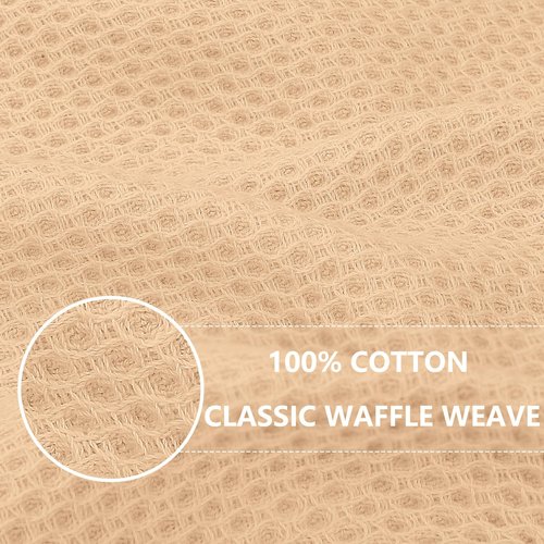 Homaxy 100% Cotton Waffle Weave Kitchen Dish Towels, Ultra Soft Absorbent Quick Drying Cleaning Towel, 13 x 28 Inches, 6-Pack, Apricot