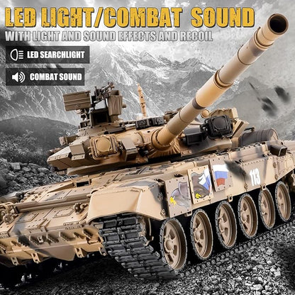 RC Tank Russian T-90 Main Battle Tank 1/16 2.4ghz Remote Control Vehicle with Sound &amp Light for Ages 14+