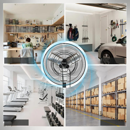 Amico 24 Inch Industrial Wall Mount Fan with Remote Control, DC Motor, 8 Speeds, 8690 CFM High Velocity, Oscillating Shop Fan with Timer for Gym, Patio,Garage, Outdoor