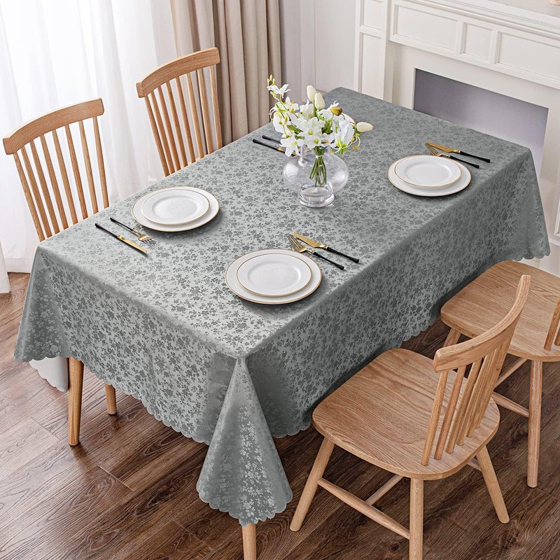 Smiry Rectangle Table Cloth, Waterproof Heavy Duty Vinyl Tablecloths, Wipeable Washable Table Cover for Kitchen and Dining Room (Grey, 70" X 120")
