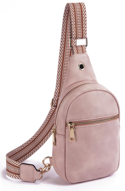 Telena Small Sling Bag for Women Leather Crossbody Fanny Packs Chest Bag for Women