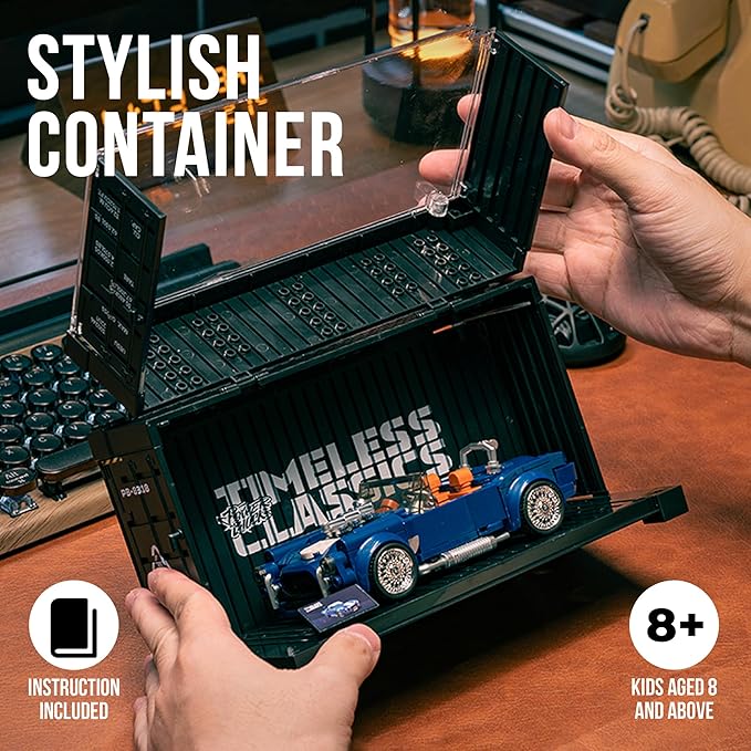dOMOb Shelby Cobra 427 Car Building Kit – 317 pcs Building Blocks Set w/Container Display Box – Modular Scale 1:32 Model – Bricks Toy for Kids &amp Adults 8+ – for Boys Hobbyist Collector