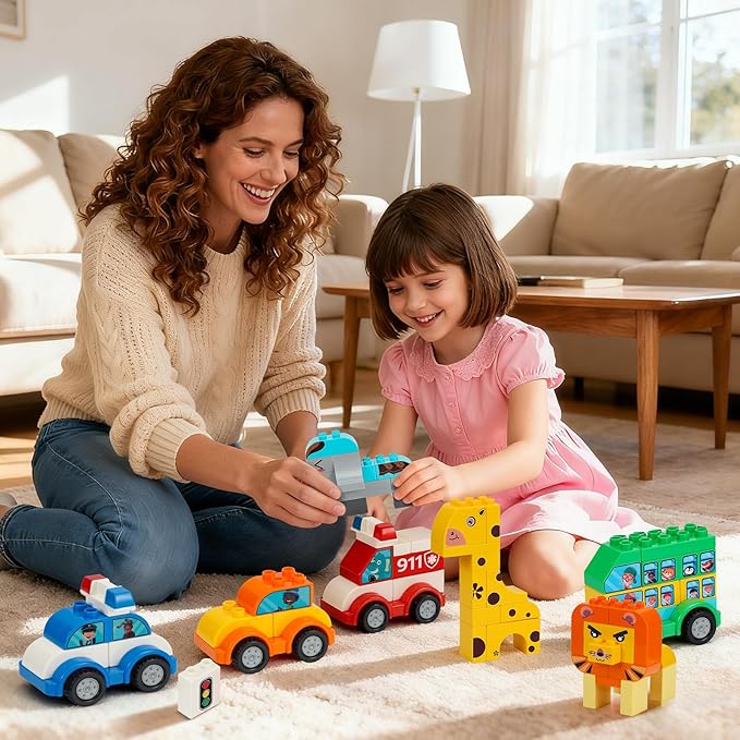 MIMAX Classic Big Bricks Building Blocks Set 180 PCS Toy Building Sets for All Major Brands Interactive Building Toy with Storage Box for Kids Boys and Girls