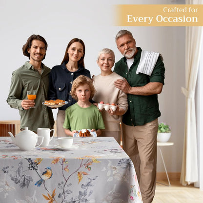 Maison d' Hermine Table Cloth Rectangle Table 100% Cotton 70 x 108 Inches Fall Tablecloth Reusable Everyday Use for Thanksgiving Christmas Decorations Dining Farmhouse Party (Equinoxe - Grey)
