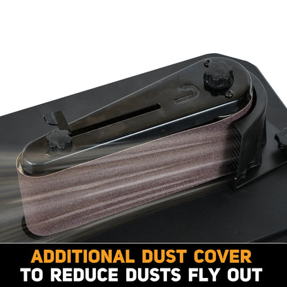 4A Variable Speed Oscillating Belt and Spindle Sander - 4x24" Belt, 5 Sanding Sleeves, 1000-1800RPM Adjustable Speed Control for Woodworking Projects - Efficient Dust Collection for Smooth Finishes