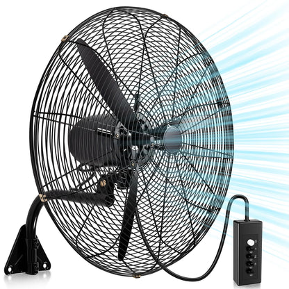 Aurelema 1 Set 27 Inch Industrial Wall Mount Fan Oscillating Heavy Duty Metal 3 Speed Fan, 7500 CFM, with High Velocity Cooling, for Commercial Residential Garage Warehouse Workshops Factory