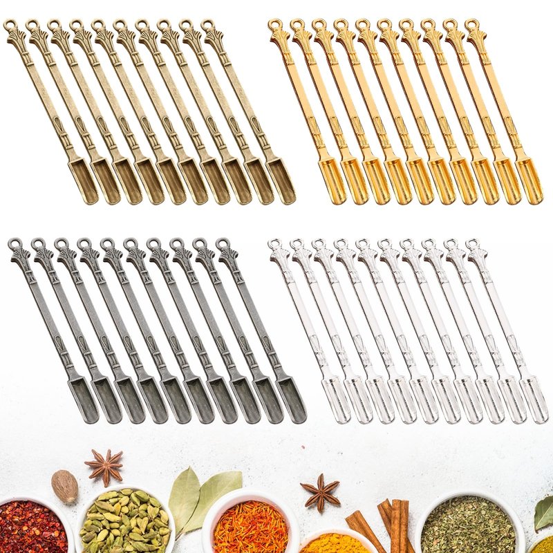 Tideme 40 Pcs Mini Shovel Spoons,Tiny Spoons for Powder,Metal Spoon Power Scoop Tableware Charm Mini Pendant Spoon for Measuring Spices,Herbs,Powder,Coffee,Sugar