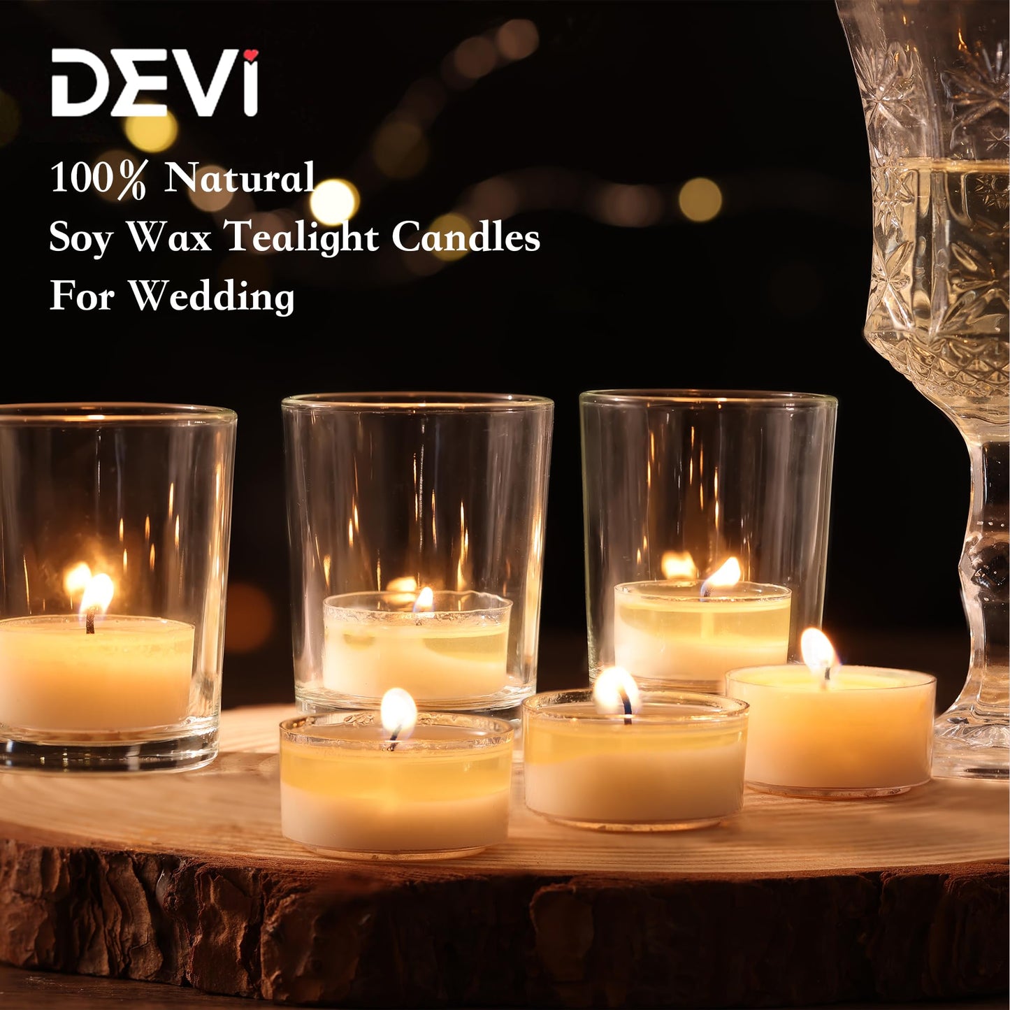 6 Hour Soy Tea Lights Candles 50 Pack, Unscented Long Burning Tea Lights Bulk, White Small Votives-Burn Clean, Non-Paraffin Soy Candles for Wedding Party Centerpiece