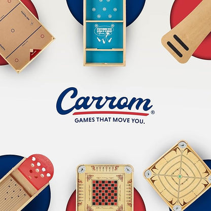 Carrom Skittles Game – Large Board Games for Adults &amp Children – Wooden Family Board Games for Family Night – Indoor and Outdoor Games for Family