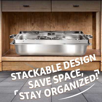 Jacgood 4 Pack 8QT Stainless Steel Chafing Dishes for Buffet, Foldable Frame Food Warmers with Full Size Pan Ideal for Catering, Weddings, Christmas Parties, Event Serving Supplies