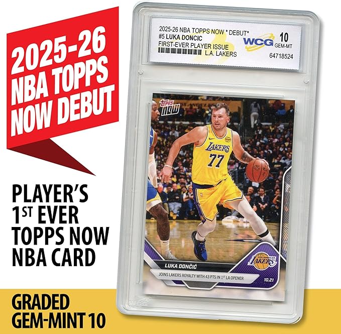 2025-26 NBA Topps Now Debut Luka DONCIC Los Angeles Lakers 1st Player Issue Card #5 - Graded GEM Mint 10