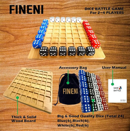 Dice Battle 2~4 Player Board Games 4 Player Durable Wooden Coffee Table Games for Adults Best Bar Dice Games Indoor Tabletop Game &amp 4 Players Wood Table Top Dice Game (Single(2~4)/Log)