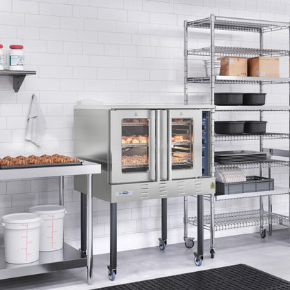 KoolMore 38 in. Full-Size Single Deck Commercial Liquid Propane Convection Oven 54,000 BTU with Casters in Stainless-Steel(KM-CCO54-LPC)