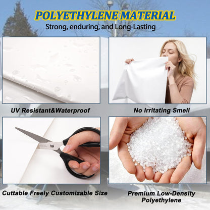 14' X 50' Polyethylene Plastic Shrink Wrap for Boat Shrink Wrap - 7 Mil Boat Shrink Film for Use with Heat Gun, UV Resistance Industrial Shrink Wrap for Protection and Storage, White