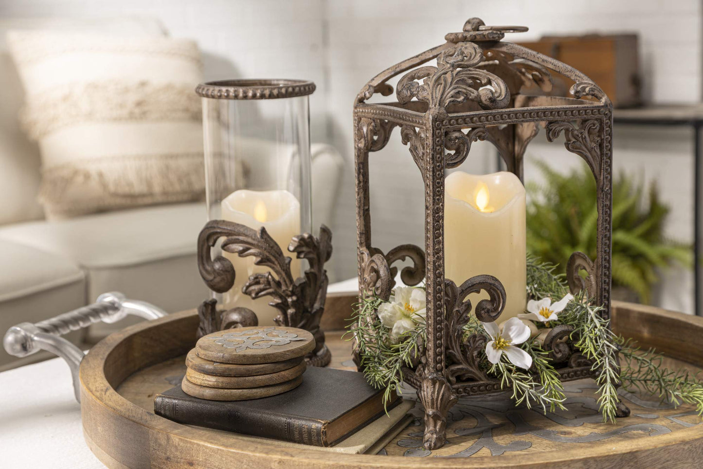 Medium Metal Acanthus Leaf Lantern.
