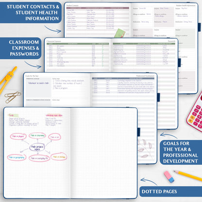 Legend Teacher Planner – Undated Lesson Plan Book for Teachers with Weekly & Monthly Calendars - Classroom Organization & School Year Planner – 8.5”x11.5” Hardcover (Mystic Blue Debossed)